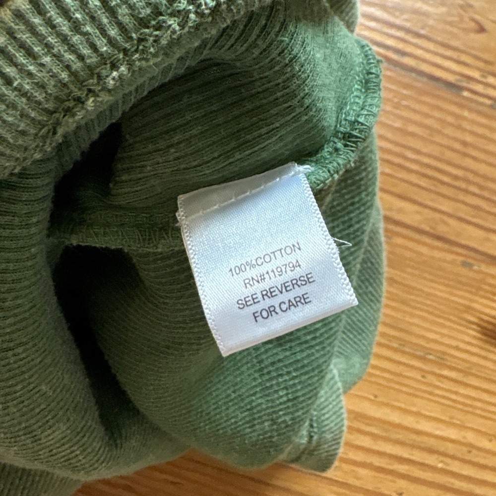 One World Thermal Top Women Green Crochet Boho Graphic Sleeve SIZE PM - Picture 7 of 7